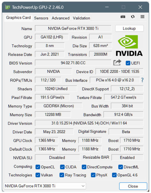 英伟达的Win11 22H2 WDDM 3.1 GeForce驱动525.14提前曝光