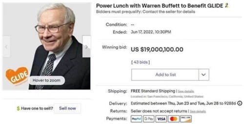 刷新纪录！巴菲特最后一次慈善午餐1900万美元成交
