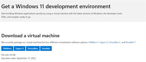 微软今日为开发者更新了Window11开发者虚拟机镜像：内置Visual Studio 2022，适用于VMWare、Hyper-V等
