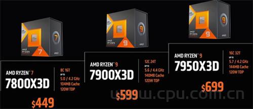 AMD锐龙7000X3D系列上市时间、价格公布