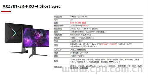 优派计划Q4推出400Hz QHD显示器，采用友达FAST IPS面板