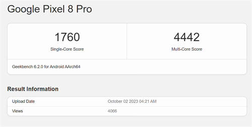 谷歌Pixel 8 Pro手机跑分现身Geekbench 6：搭载9核CPU 超大核主频2.91GHz