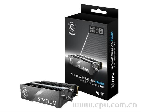 微星推出SPATIUM M570 PRO FROZR PCIe 5.0 SSD 群联E26 PCIe Gen 5控制器 顺序读取速度和写入速度可达12.4 GB/s和11.8 GB/s